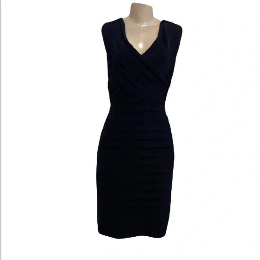 ADRIANNA PAPELL NAVY MIDI DRESS SIZE 10